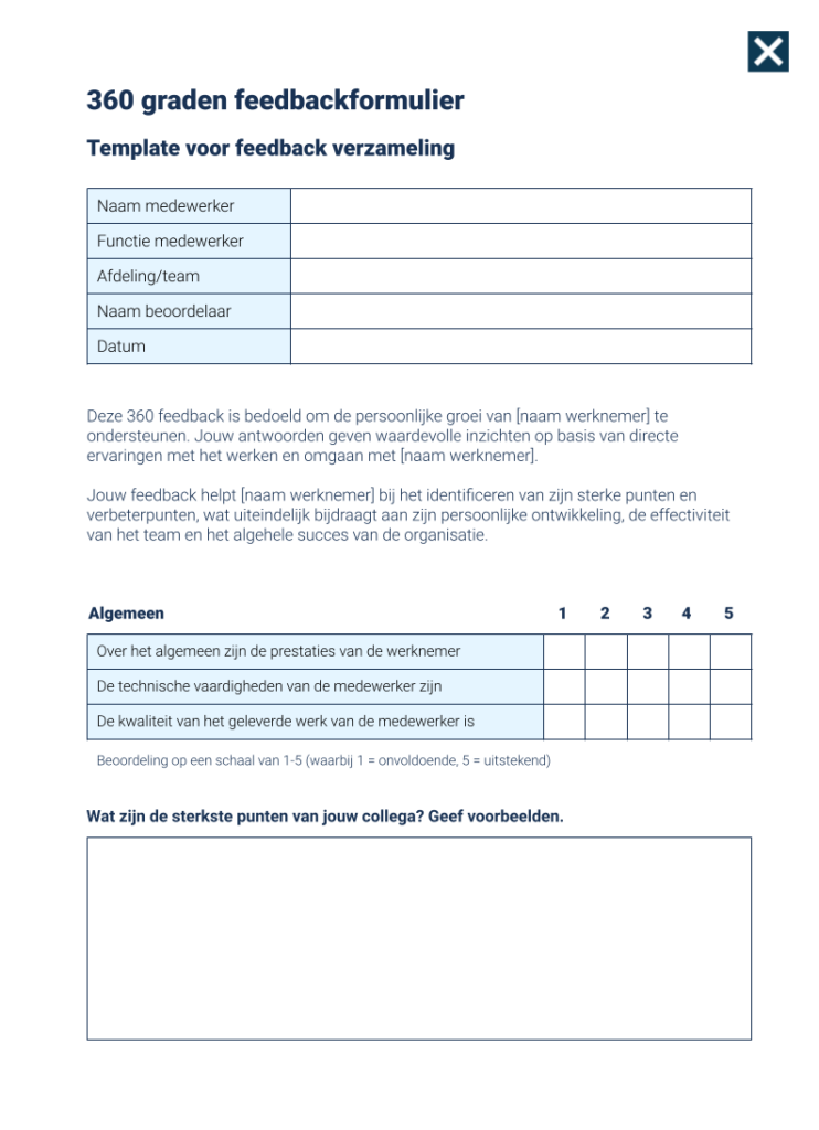 Template 360 graden feedbackformulier